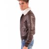 BROWN VINTAGE WIZENED EFFECT LAMB LEATHER JACKET