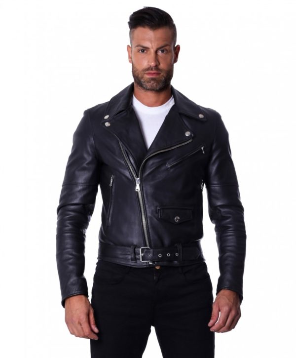 Black Perfecto Lamb Belted Leather Biker Jacket