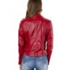 Red Color Nappa Lamb Leather Belted Jacket Smooth Effect