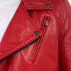 Red Perfecto Lamb Belted Leather Biker Jacket
