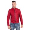Red Color Nappa Lamb Quilted Leather Biker Jacket