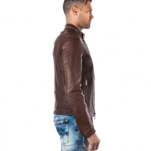 BROWN PERFORED LAMB LEATHER PERFECTO JACKET