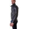 Black Nappa Lamb Leather Biker Jacket Korean Collar