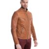 Tan Nappa Lamb Quilted Leather Biker Jacket