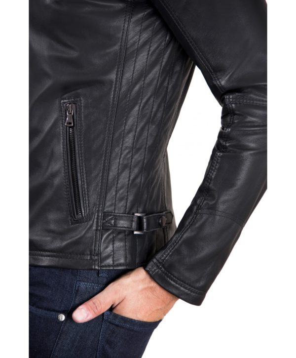 Black Nappa Lamb Quilted Leather Biker Jacket