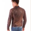 Brown Nappa Lamb Leather Jacket Four Pockets korean Collar