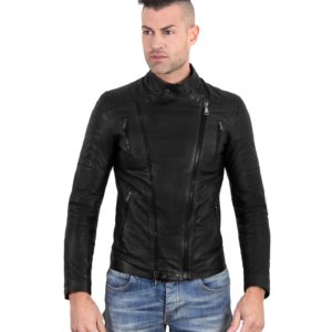 Black Color - Nappa Lamb Leather Biker Perfecto Jacket Smooth Effect