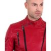 Red Color Nappa Lamb Leather Biker Perfecto Jacket Smooth Effect