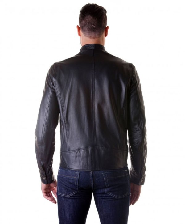 Black Lamb Leather Buckle biker jacket