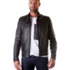 Black Lamb Leather Buckle biker jacket