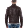 Brown Nappa Lamb Leather Buckle Biker Jacket