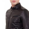 Black Nappa Lamb Leather Jacket Four Pockets korean Collar