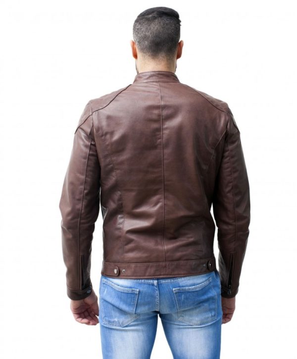 Brown Lamb Leather Biker Jacket