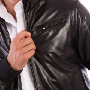 Black Lamb Leather Bomber Jacket