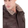 Brown Vintage Effect Lamb Leather Hooded Coat