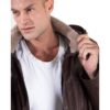 Brown Vintage Effect Lamb Leather Hooded Coat