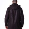 Brown Nabuk Lamb Leather hooded Coat