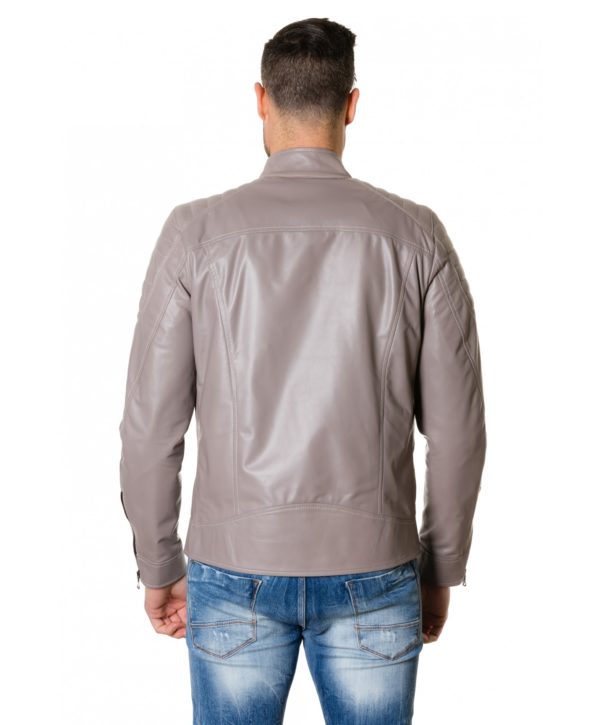 Grey Nappa Lamb Leather Biker Quilted Jacket