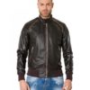 Dark Brown Colour – Perfored Leather Bomber Jacket Smooth Aspect