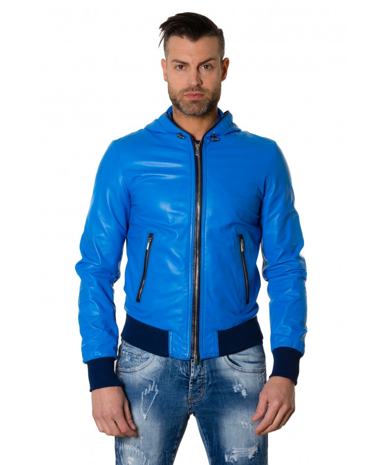 light blue colour leather jacket