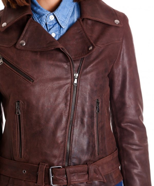 Brown Color Nabuk Lamb Leather Perfecto Biker Jacket Vintage.