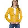 Yellow Color Lamb Leather Round Neck Jacket