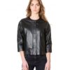 Black Color Nappa Lamb Leather Short Jacket Smooth Effect