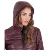 Red Purple Color Nappa Lamb Leather Down Jacket Smooth Effect