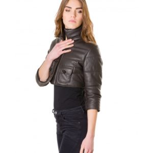 Dark Brown Colour Nappa Lamb Short Leather Jacket Smooth Aspect