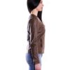 Brown Color Nappa Lamb Leather Short Jacket Smooth Effect