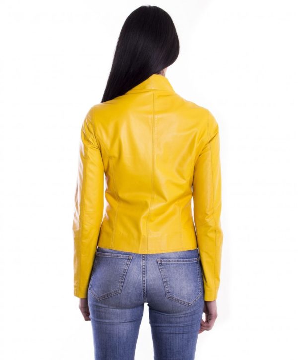 Yellow Nappa Lamb Women Leather Jacket