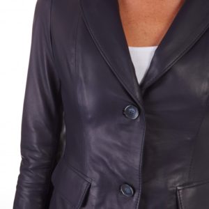Blue Color Lamb Leather Two Buttons Jacket Smooth Effect