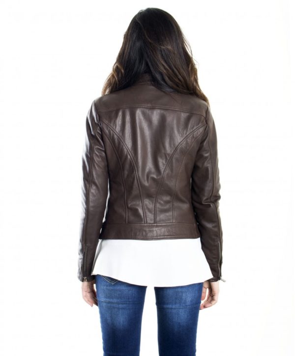 Dark Brown Color Nappa Lamb Leather Jacket Smooth Effect