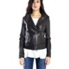 Brown Color Nappa Lamb Leather Biker Jacket Smooth Effect