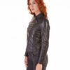 Black Color Lamb Leather Biker Jacket Soft Smooth Effect