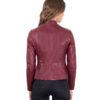 Red Color Lamb Leather Quilted Biker Jacket Smooth Effect