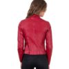 Red Color Lamb Leather Quilted Jacket Soft Nappa Smooth Effect