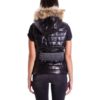 Black Color Nappa Lamb Leather Sleeveless Hooded Jacket Smooth Effect