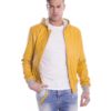 Yellow Lamb Leather Hooded Bomber Jacket