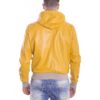 Yellow Lamb Leather Hooded Bomber Jacket