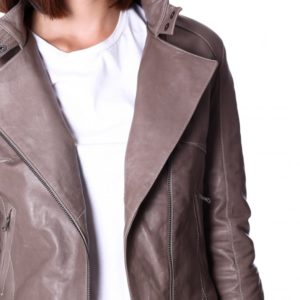 Grey Color Lamb Leather Biker Jacket Soft Vintage Effect