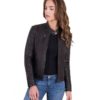 Dark Brown Color Leather Jacket Biker Nappa Lamb Smooth Effect