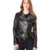 Black Colour Nappa Lamb Leather Perfecto Jacket Smooth Aspect