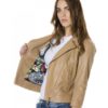 Brown Color Lamb Leather Perfecto Jacket Smooth Effect