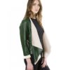 Green Colour Nappa Lamb Leather Jacket Smooth Effect