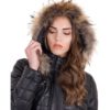 Black Color Nappa Lamb Leather Fur Hooded Down Jacket Smooth Effect